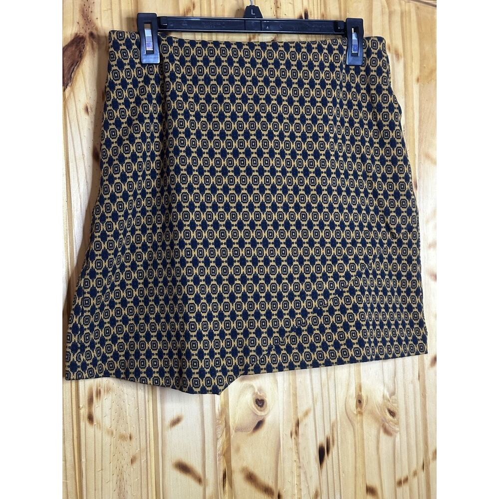 CAbi Women’s Medium Kensington Proper Standout Mustard Navy Pull On Mini Skirt